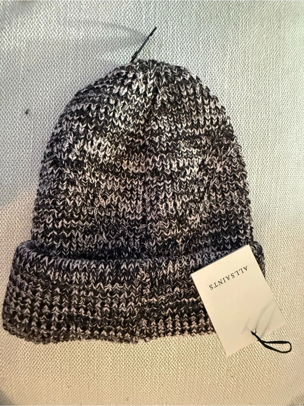 All Saints Angled Stitch Marled Knit Fold-Over Beanie